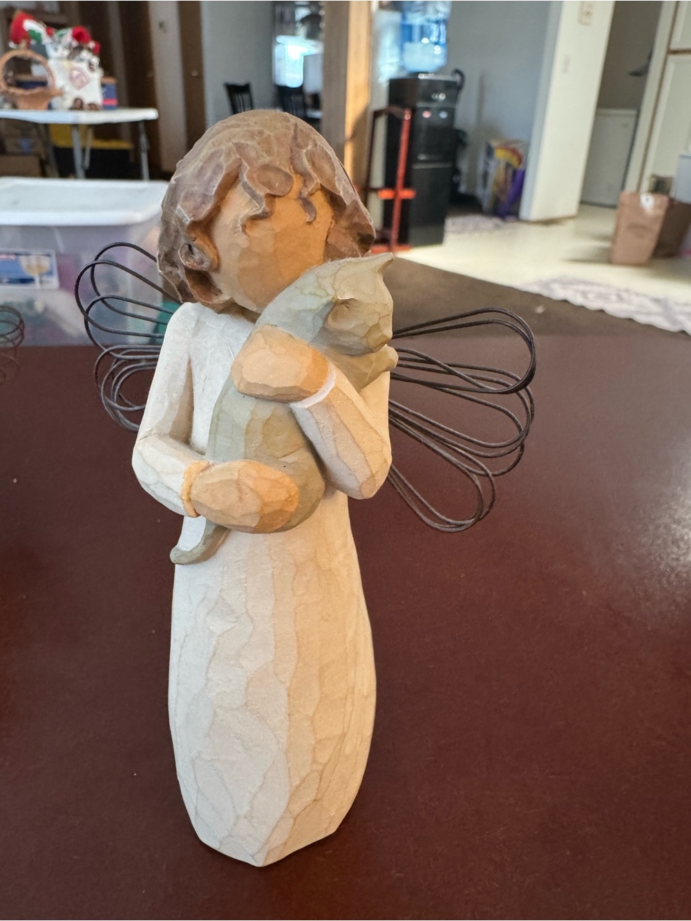 Vintage Willow Tree Angel with Cat in Cream and Tan